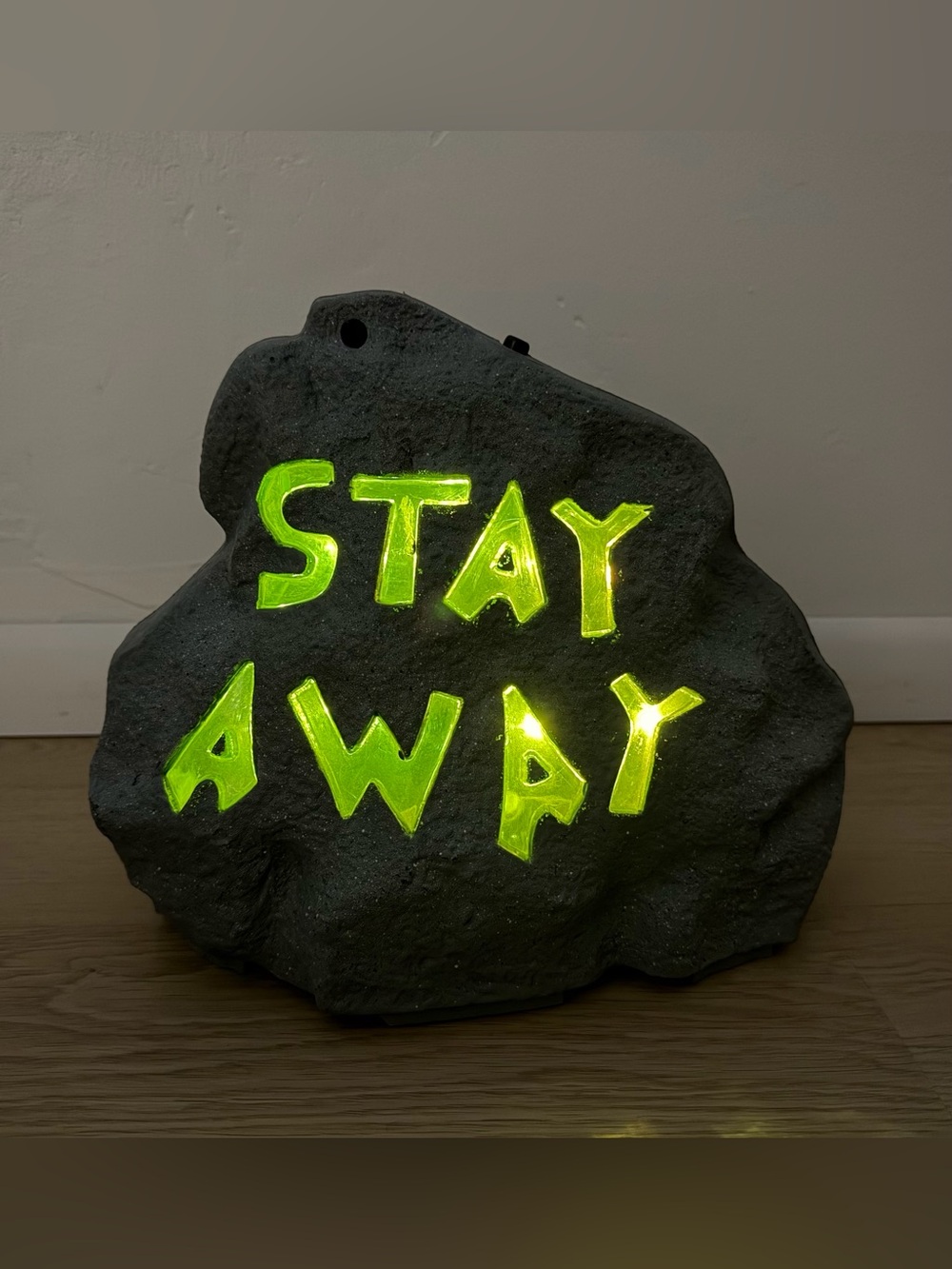 Gemmy Halloween Motion Activated Stay Away Haunted Rock w/Lights & Sounds-Works